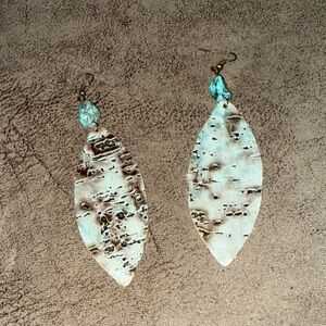 Leather Leaf - Turquoise Earrings